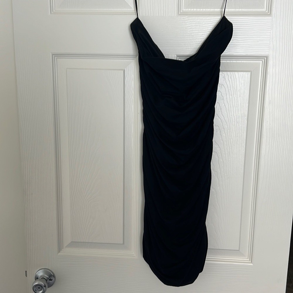 Express Black Ruched Mini Dress